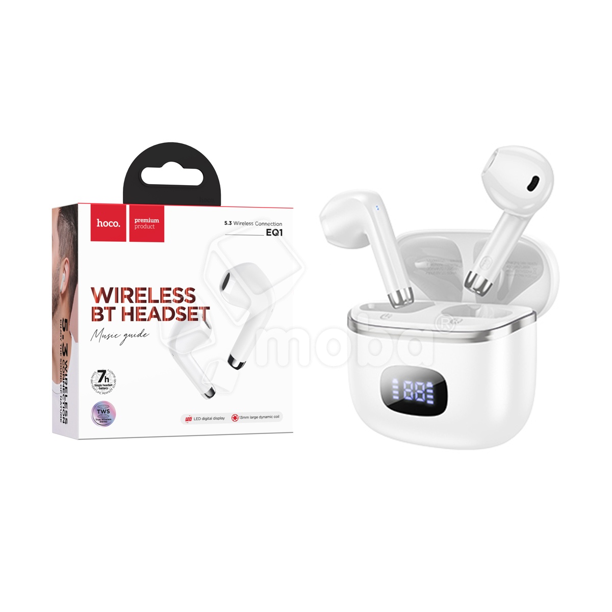 Беспроводные наушники Bluetooth Hoco EQ1 (TWS, вкладыши, с дисплеем) Белый
