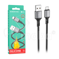 Кабель USB - MicroUSB Borofone BX83 (2.4A, силикон, термостойкий) Черный