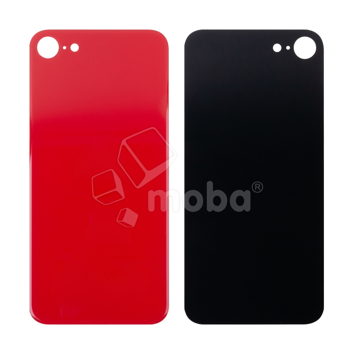 Задняя крышка для iPhone SE 2020 (A2296) Красный (стекло, монолит, широкий вырез под камеру, логотип) - Премиум