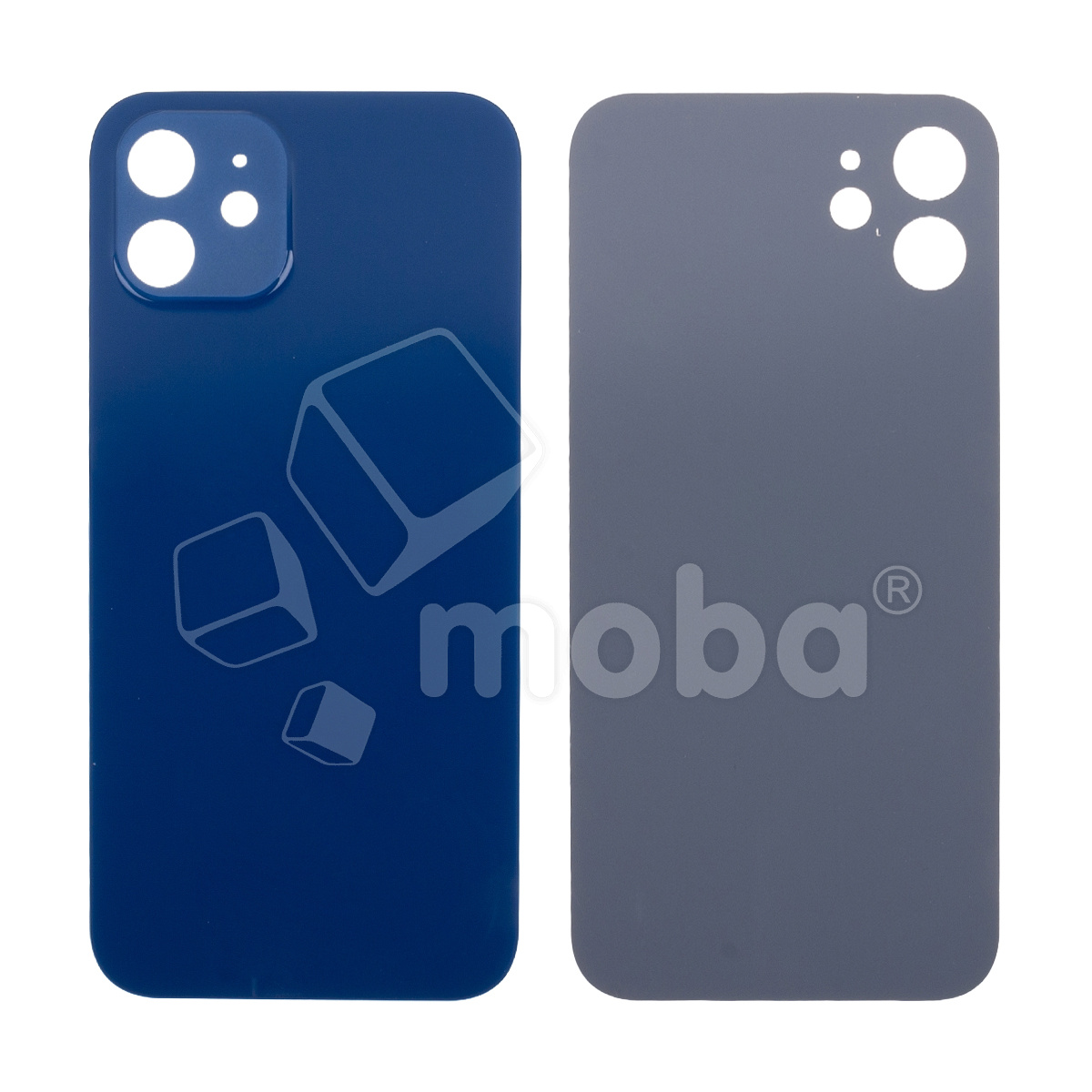 Задняя крышка для iPhone 12 (A2403) Синий (стекло, узкий вырез под камеру, логотип) - Премиум