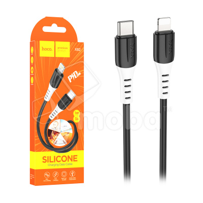 Кабель Type-C - Lightning Hoco X82 (3A, 20W, PD, оплетка силикон, термостойкий) Черный