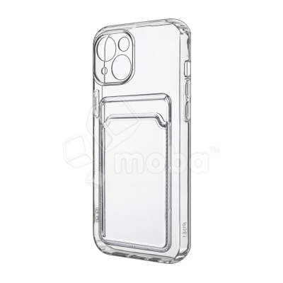 Чехол-накладка для iPhone 13 (с защитой камеры, карманом для карт, прозрачный)